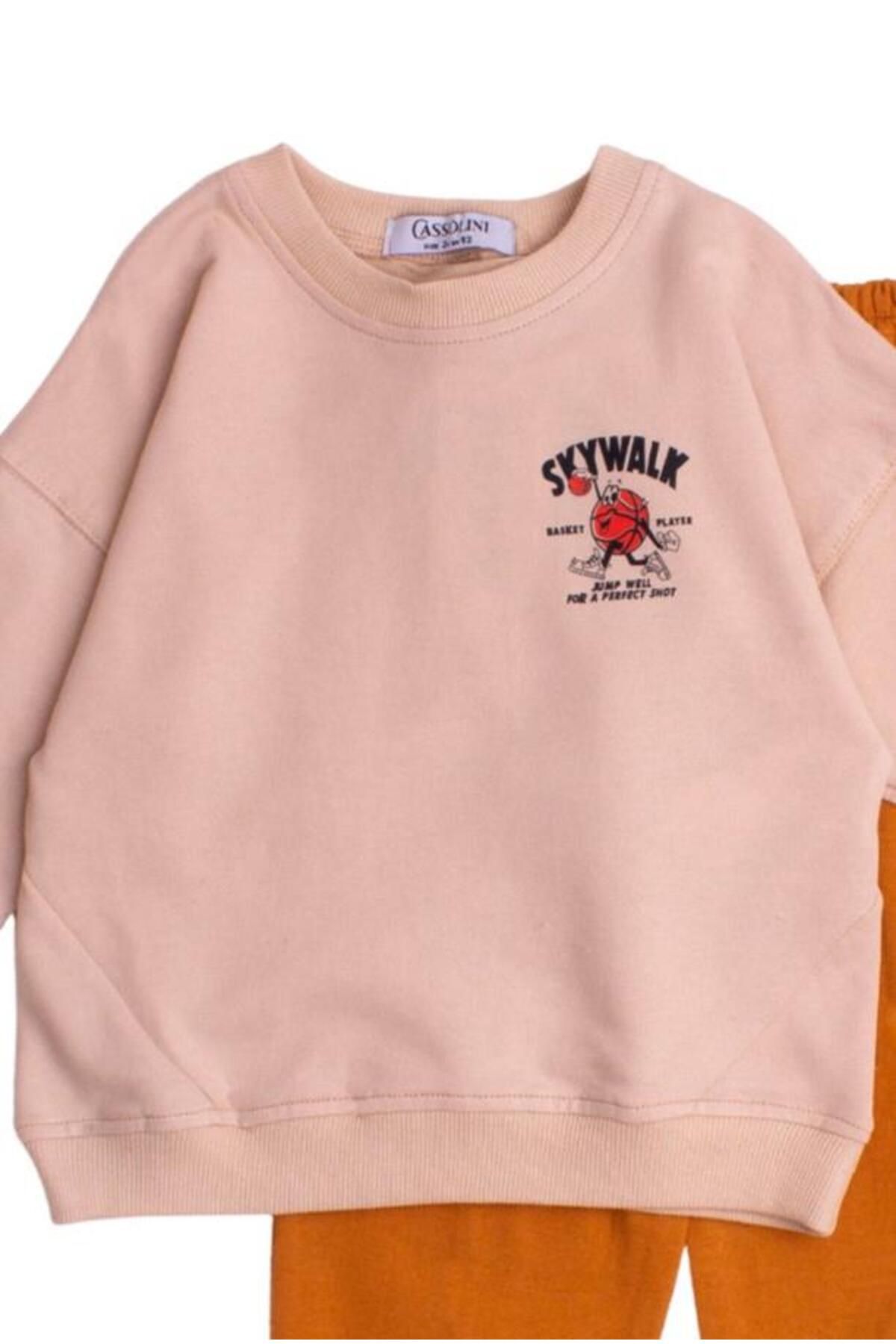 Skay Walk Baskılı Oversize Alt Üst Bebek Çocuk Eşorfman Takımı